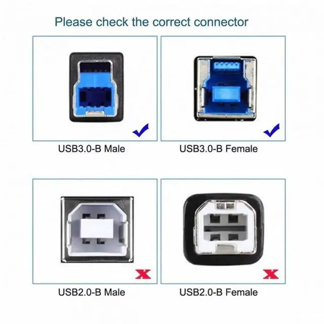 Alt view image 6 of 6 - JVFYI Cable Super Speed USB 3.0 Back Panel Mount B Female to Male B Type Extension