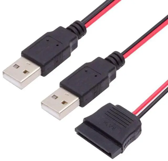 Main image of JVFYI DC 5V Dual USB to SATA 15Pin Power Cable for 2.5 inch SATA HDD SSD Disk Driver 5V 2A Max