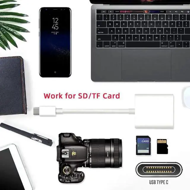 Alt view image 3 of 7 - JVFYI USB 2.0 Type C USB-C to TF Micro SD SDXC SDHC Card Reader Adapter Compatible with MAC Laptop Tablet Phone