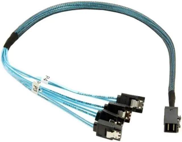Alt view image 5 of 6 - JVFYI Internal Mini SAS SFF-8643 Host to 4 SATA 7pin Target Hard Disk 6Gbps Data Server Raid Cable 50cm