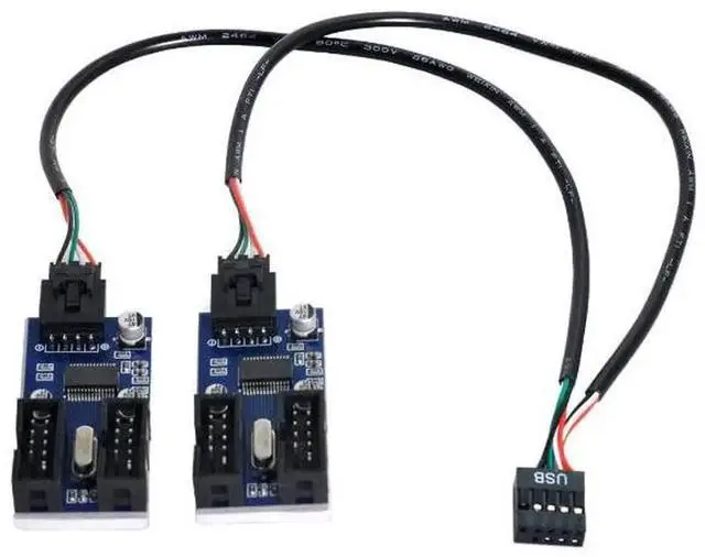 Alt view image 5 of 6 - JVFYI 9pin USB 2.0 Header 1 to 2/4 Female Extension Cable HUB Connector Adapter Port Multilier