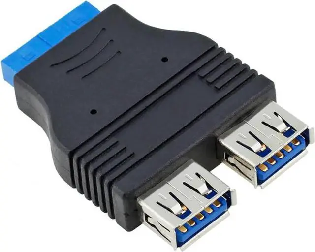 Main image of JVFYI Dual Port USB 3.0 to Motherboard Mainboard Internal 20pin /19pin Header Adapter ,20-pins to 2 X USB A Female Connector