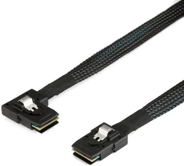 Alt view image 3 of 4 - JVFYI Ultra Slim Flat Right Angled 90 Degree Mini SAS 36pin SFF-8087 to 8087 Data Raid Cable 80cm
