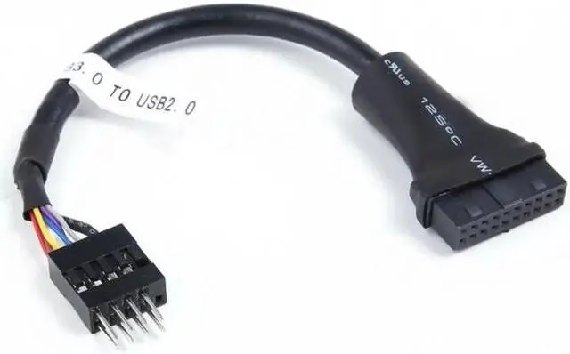 Alt view image 3 of 4 - JVFYI USB 3.0 20pin Motherboard Housing Male to USB 2.0 9Pin Header Device Female Cable