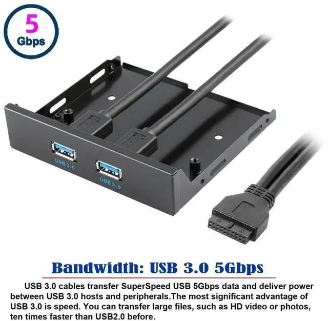 Alt view image 2 of 5 - JVFYI USB 3.0 HUB Front Panel Header 19/20Pin Male 1 to 2 USB 3.0 Female Mainboard Header Port Extension Cable Adapter for PC 3.5" Floppy Bay