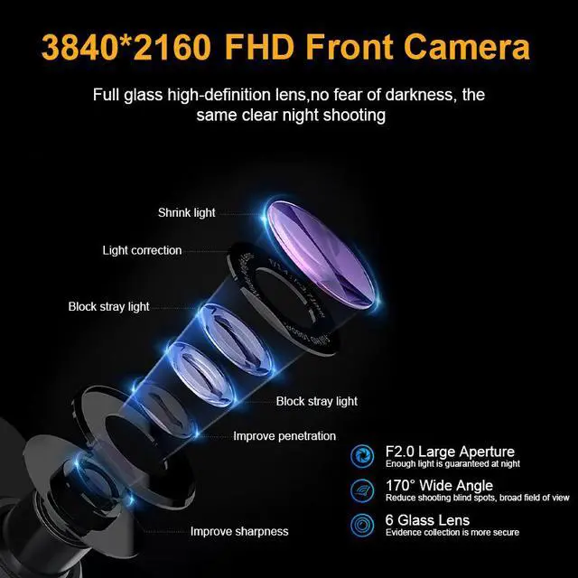 Alt view image 3 of 6 - JVFYI Hot Sales Car Dvr 4K+1080P Dual Lens Dash Camera Car Black Box Built in WIFI GPS 4K Dashcam Front and Rear Dual Lens 4k Dash Cam