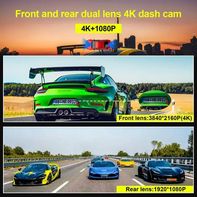 Alt view image 2 of 6 - JVFYI Hot Sales Car Dvr 4K+1080P Dual Lens Dash Camera Car Black Box Built in WIFI GPS 4K Dashcam Front and Rear Dual Lens 4k Dash Cam