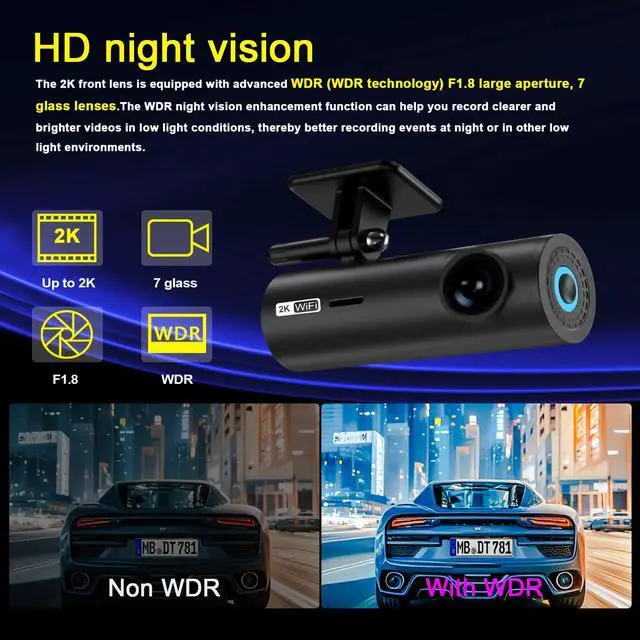 Alt view image 6 of 6 - JVFYI Lf9 Dash Camera Video Camera with App Car Dvr Wifi sony Dashcam Camera Hidden Mini Dash Cam Wifi Inside Smart 2k Dash Cam