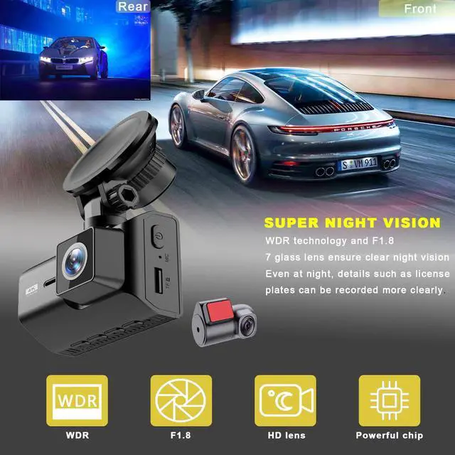 Alt view image 6 of 6 - JVFYI 2.0"dual Lens Ful hd Car Dvr Dashcam sony 4k With App Night Vision Gps Wifi Dash Cam Front 4K Rear 2K Dual Lens 4k Dash Camera