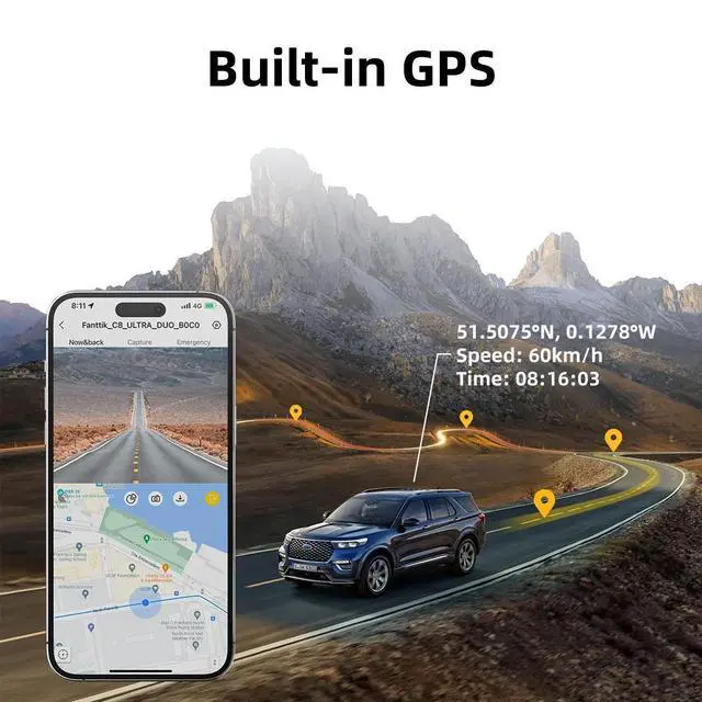 Alt view image 4 of 6 - JVFYI 2.0"dual Lens Ful hd Car Dvr Dashcam sony 4k With App Night Vision Gps Wifi Dash Cam Front 4K Rear 2K Dual Lens 4k Dash Camera