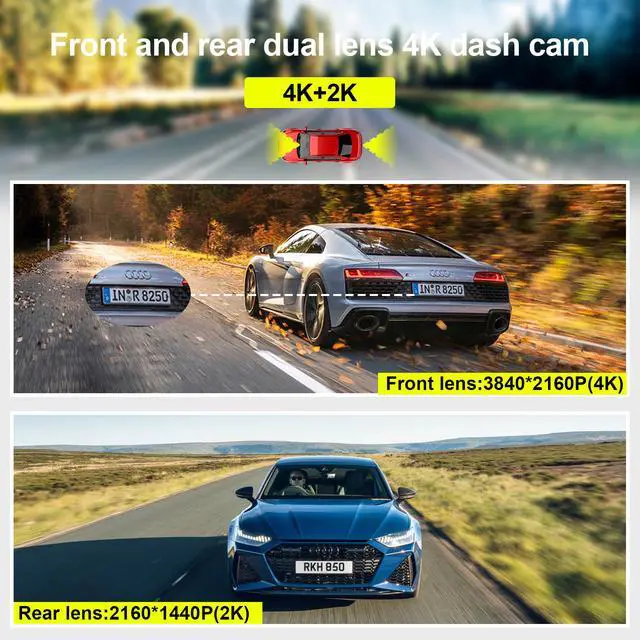 Alt view image 3 of 6 - JVFYI 2.0"dual Lens Ful hd Car Dvr Dashcam sony 4k With App Night Vision Gps Wifi Dash Cam Front 4K Rear 2K Dual Lens 4k Dash Camera