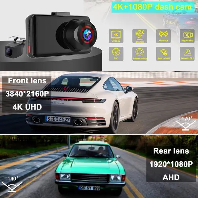 Alt view image 2 of 6 - MINI Car Dvr Wifi Gps 4k Dash Cam Video Camera Car Black Box Doble Camara Front and Rear Dual Lens Dash Camera 4k Wifi Dashcam