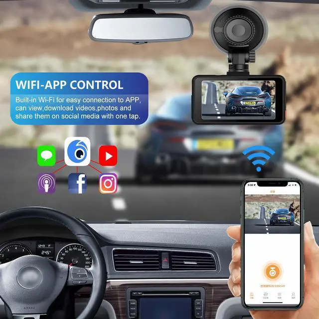 Alt view image 3 of 6 - MINI Car Dvr Wifi Gps 4k Dash Cam Video Camera Car Black Box Doble Camara Front and Rear Dual Lens Dash Camera 4k Wifi Dashcam