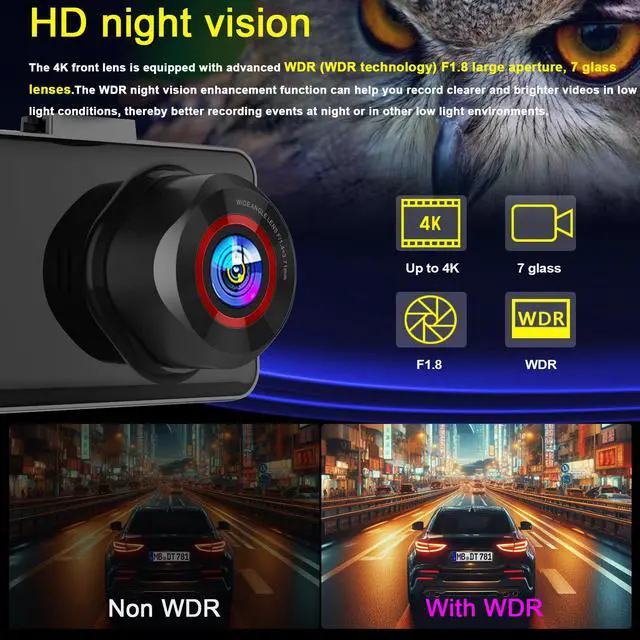 Alt view image 4 of 6 - MINI Car Dvr Wifi Gps 4k Dash Cam Video Camera Car Black Box Doble Camara Front and Rear Dual Lens Dash Camera 4k Wifi Dashcam