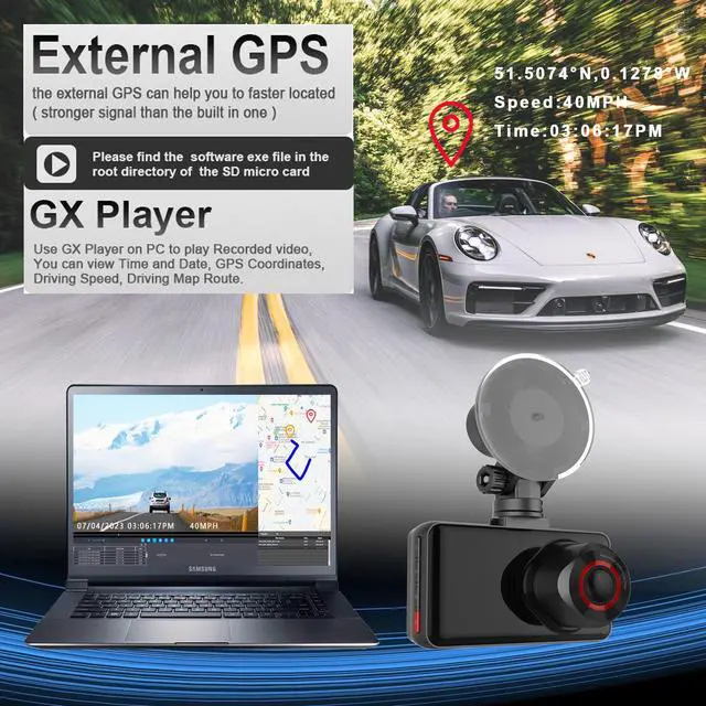 Alt view image 5 of 6 - MINI Car Dvr Wifi Gps 4k Dash Cam Video Camera Car Black Box Doble Camara Front and Rear Dual Lens Dash Camera 4k Wifi Dashcam