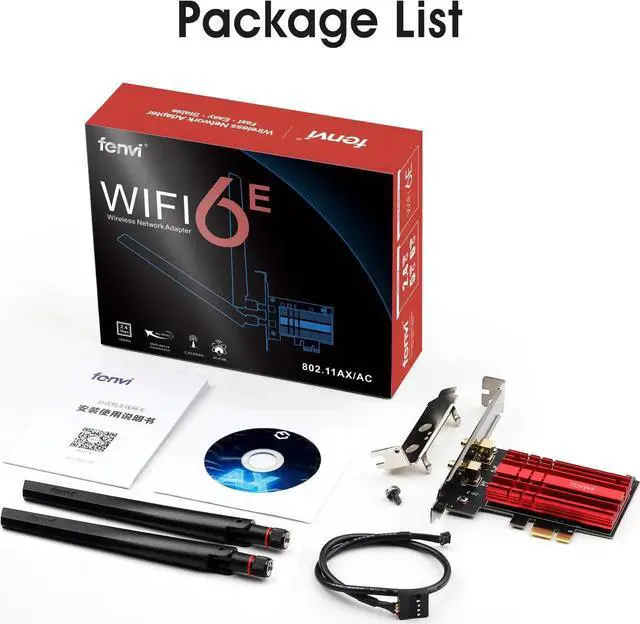 Alt view image 7 of 7 - Fenvi FV-AXE3000 Wi-Fi 6E AX210 PCIe Network Card Bluetooth 5.2 Heat Sink AX 3000Mbps 802.11ax Tri-band 2.4G/5G/6G PCI-E Wireless WiFi Network Adapter Cards for Desktop PC Support Windows 10/11 64-bit