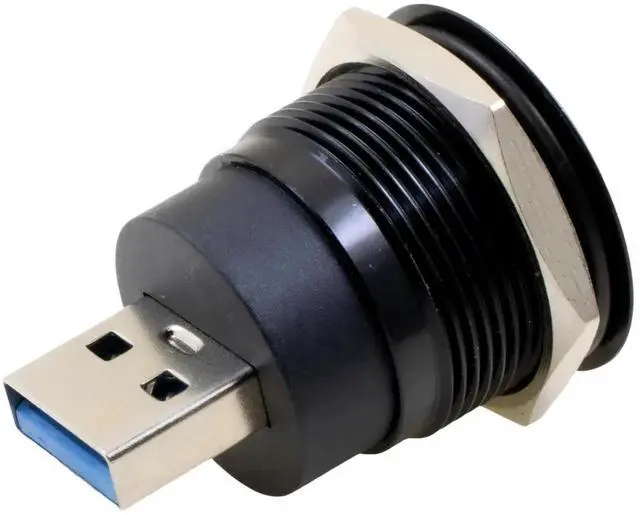 Alt view image 6 of 7 - USB 3.0 Male to Female Waterproof Mounting Adapter, 5Gbps Data Transfer & Charging, Threaded Round Socket Converter with Nut Fixing for Panel Mount, Dustproof and Durable (Black)