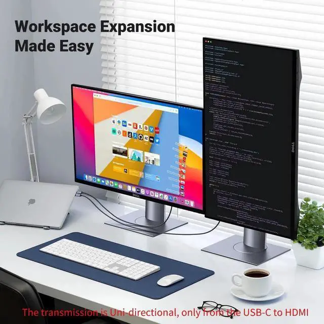 Alt view image 3 of 7 - USB C to HDMI Cable 8K@60Hz 4K@240Hz Thunderbolt 4/3 Type C to HDMI 2.1 Cable 48Gbps HDR HDCP2.3 Compatible for MacBook Pro Air iPad, Mac mini, iPhone 17 ProMax, Galaxy S25, Pixel 9, XPS, 5FT