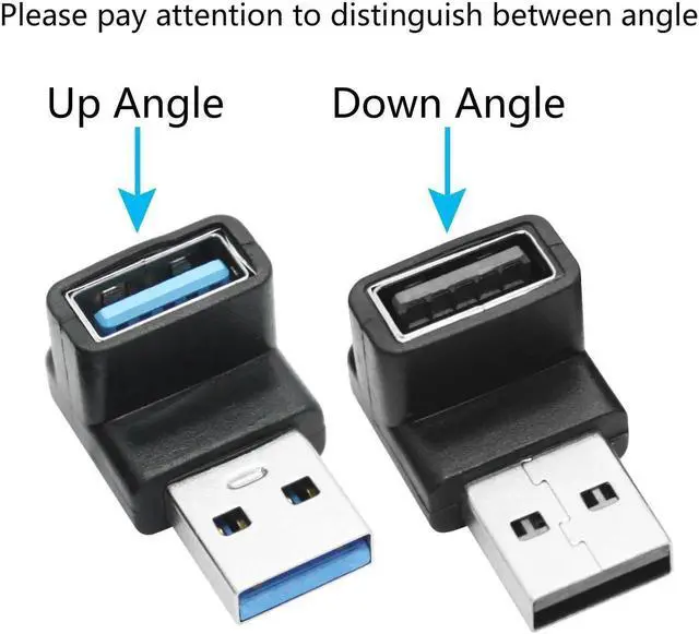 Alt view image 2 of 7 - 2Pcs Right Angle USB 3.2 Male to Female Adapter 10Gbps, 90 Degree USB Type A 3.1 Data Transfer Extender Connector Support 3A Fast Charging, for Computer, Laptop, Mouse, Keyboard etc - (Down Angle)