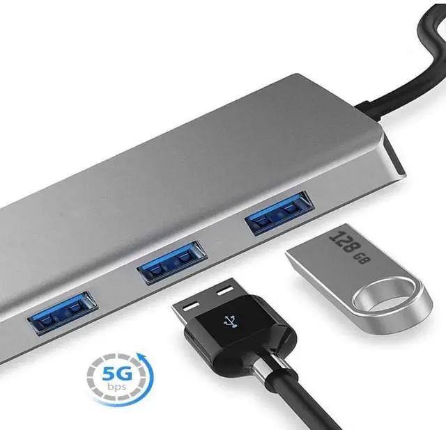 Alt view image 6 of 7 - USB Type C Dual HDMI VGA Adapter Card Reader USB 3.0 HUB Screen Mirror