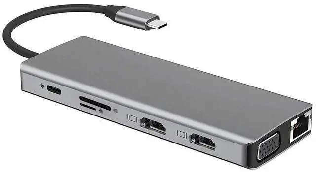 Main image of USB Type C Dual HDMI VGA Adapter Card Reader USB 3.0 HUB Screen Mirror