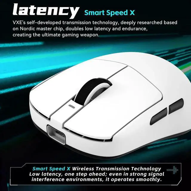 Alt view image 4 of 7 - VXE Dragonfly R1 SE+ Wireless Gaming Mouse, 55g Lightweight, PAW3395 SE Sensor, Adjustable DPI, 2k Polling, 70 Hr Battery Life, Tri-Mode 2.4G/Bluetooth/Wired