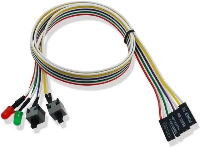 Main image of PC Power Switch Cable with LED Light Desktop Computer Case Re-starting Button Power Supply Reset HDD Switch Lead(Double Switch)