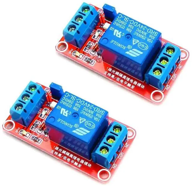 Main image of 2pcs DC 24V 1 Channel Relay Module with OPTO Isolation Support High or Low Level Trigger