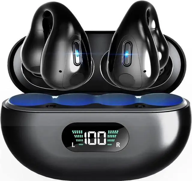 Main image of Open Ear Headphones, Clip On Wireless Earbuds Bluetooth 5.3, Sports Earphones with ENC Mic, 36 Hours HIFI Earpods with LED Display Charging Case, IPX7 Waterproof Running Ear Buds