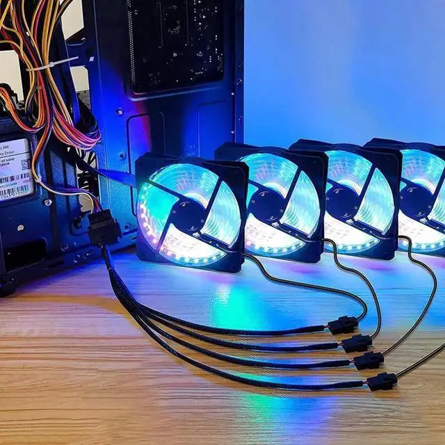 Alt view image 2 of 6 - to 3 Pin 4 Pin Fan Sleeved Power Splitter Cable Adapter,15Pin SATA to 4 x TX3 / TX4 (PWM) 12V PC Case Fan Cooler Y Splitter Power Extension Cord - 10 Inch,Black