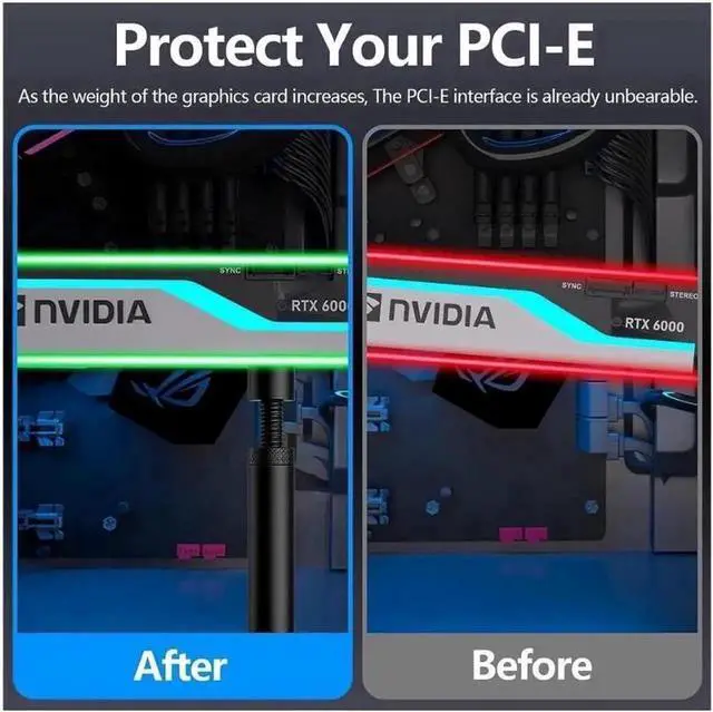 Alt view image 2 of 5 - raphics Card GPU Support Bracket, Adjustable Height GPU Sag Stand Bracket with Magnet and Non-Slip Sheet, GPU Holder for Prevent Universal VGA Graphics Card Sag - 26-50mm"- - Black