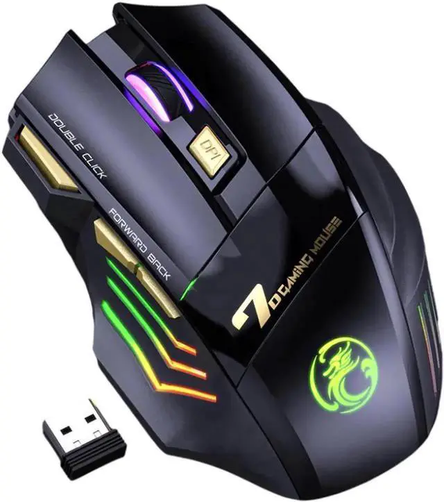 Main image of 7 Colors RGB Wireless Mouse, 2.4Ghz Wireless Gaming Mouse for Gamer, Computer Mouse Ergonomic Gaming Mousewith 7 Buttons, 1200/2400/3200 DPI, Rechargeable Wireless Mouse For Laptop PC