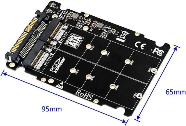 Alt view image 4 of 6 - M.2 SSD to U.2 Adapter 2in1 M.2 NVMe and SATA-Bus NGFF SSD to PCI-e U.2 SFF-8639 Adapter PCIe M2 Converter for Desktop Computers