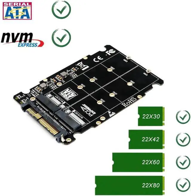 Main image of M.2 SSD to U.2 Adapter 2in1 M.2 NVMe and SATA-Bus NGFF SSD to PCI-e U.2 SFF-8639 Adapter PCIe M2 Converter for Desktop Computers