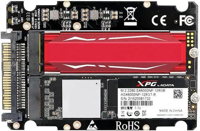 Alt view image 5 of 6 - M.2 SSD to U.2 Adapter 2in1 M.2 NVMe and SATA-Bus NGFF SSD to PCI-e U.2 SFF-8639 Adapter PCIe M2 Converter for Desktop Computers