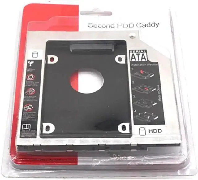 Alt view image 3 of 7 - Universal SATA 3.0 2nd HDD Caddy 9.5mm for 2.5" 2TB SSD Case Hard Disk Enclosure with LED for Laptop DVD-ROM Optical Bay
