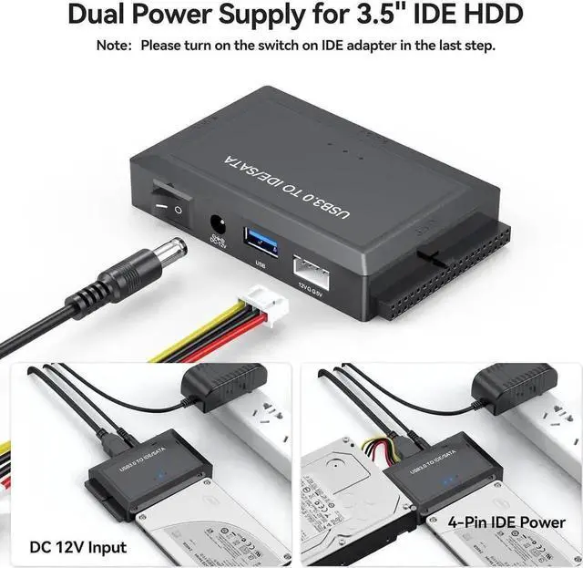Alt view image 3 of 7 - Hard Drive Reader SATA IDE to USB 3.0 Adapter, USB 3.0 to SATA/IDE Hard Drive Ultra Recovery Converter Kit Data Retrieval Device for 2.5" 3.5" HDD SSD Hard Drive Disk 5.25" DVD/CD-ROM Optical Drive