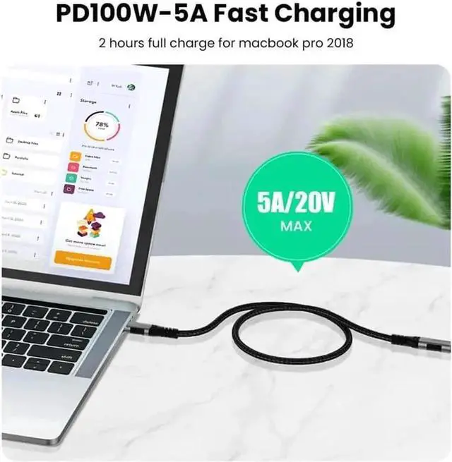 Alt view image 7 of 7 - USB C Extension Cable, 6.6ft /2M-Braided USB C Extender Cable, USB C to USB C Male to Female Cord USB 3.1 Gen 2 Sync Transfer 10Gbps 100W/5A Fast Charging 4K Display Compatible with Laptop Smartphones