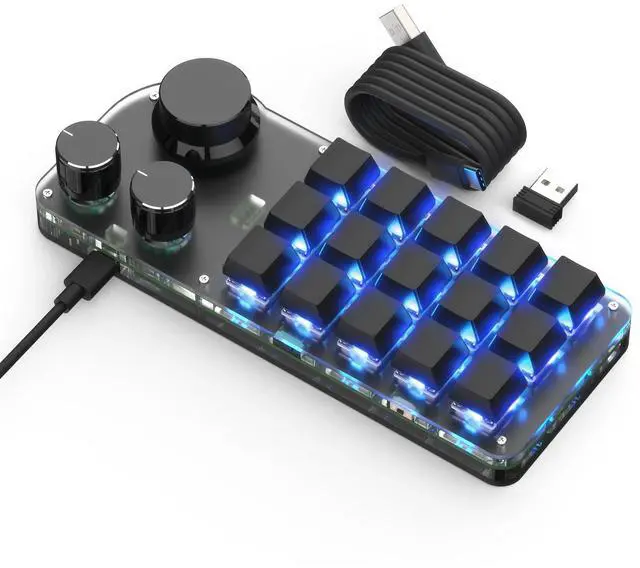 Main image of 2.4G Wireless Mini Custom Keyboard 3 6 9 12 15 Keys Hot Swap Mechanical Multifunctional Macro Programmable Keypads 15 Key 3Knob