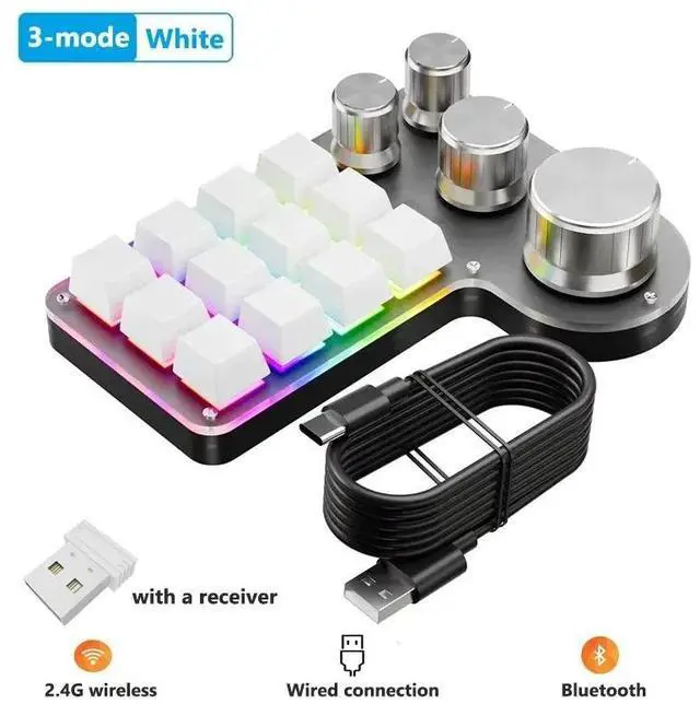 Main image of Mini Programming Custom Macro Keyboard for Wired RGB 12 Keys 4 Knobs Gaming Keypad Mechanical Hotswap Desktop Macropad