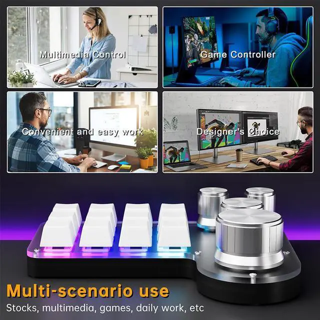 Alt view image 4 of 6 - Mini Programming Custom Macro Keyboard for Wired RGB 12 Keys 4 Knobs Gaming Keypad Mechanical Hotswap Desktop Macropad