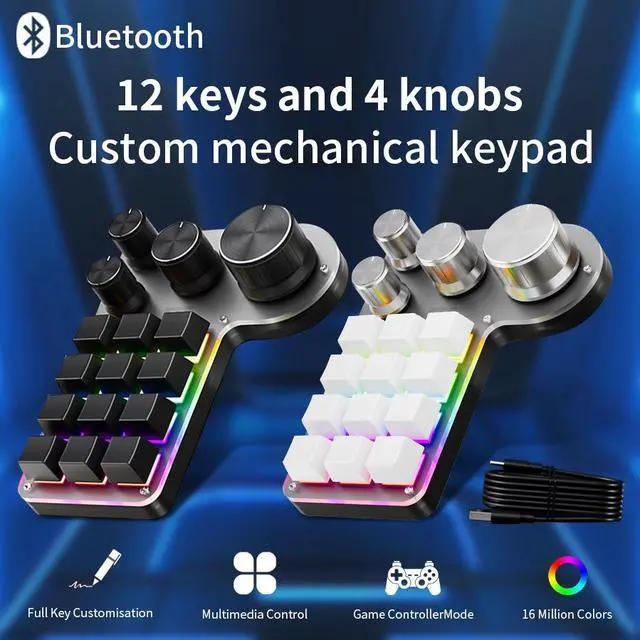 Alt view image 5 of 6 - Mini Programming Custom Macro Keyboard for Wired RGB 12 Keys 4 Knobs Gaming Keypad Mechanical Hotswap Desktop Macropad