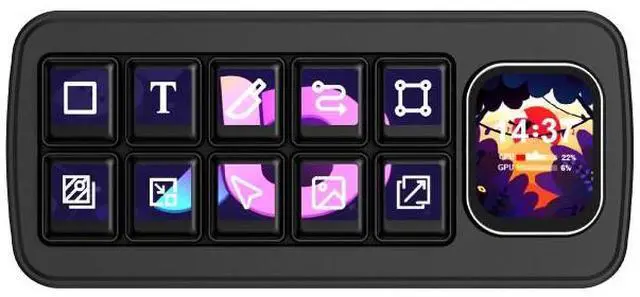 Main image of MK10 Multi-Functional AI Voice Control Panel, Onboard 10x0.85inch Mechanical LCD Macro Keys and a 2.01inch Secondary Screen