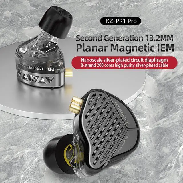Alt view image 5 of 5 - PR1 PRO Planar Driver In-Ear Metal Earphones Detachable Wired Headset Hi-Fi Stereo Gaming Sports Headphones with Mic Black with Mic