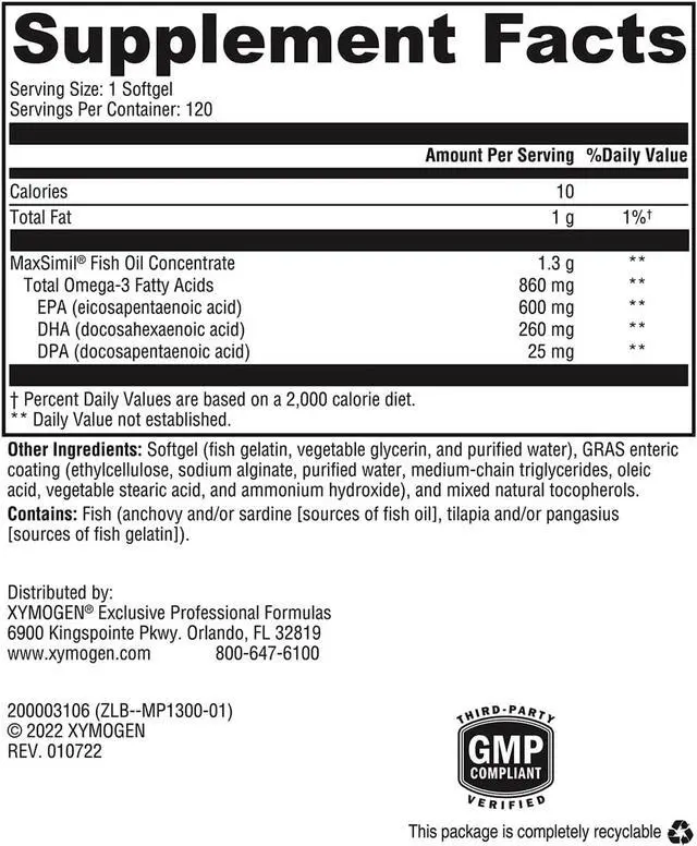 Alt view image 3 of 5 - XYMOGEN Omega MonoPure 1300EC Bundle 120 Softgels