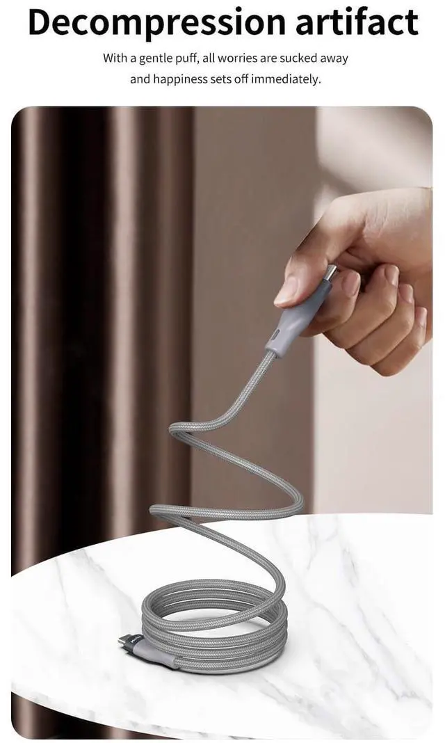 Alt view image 2 of 7 - USB-C to USB-C 240W 6ft Magnetic Braided Charging Cable