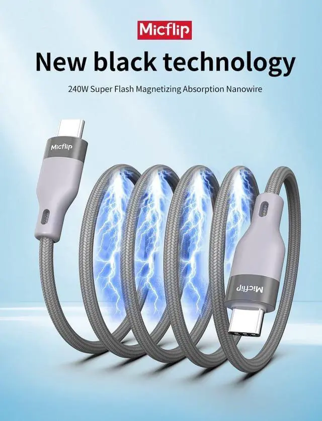 Main image of USB-C to USB-C 240W 6ft Magnetic Braided Charging Cable