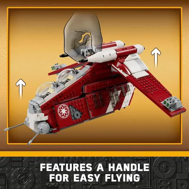 Alt view image 3 of 5 - LEGO Star Wars: The Clone Wars Coruscant Guard Gunship, Buildable Star Wars Toy for 9 Year Olds, Gift Idea for Fans Including Chancellor Palpatine, Padme and 3 Trooper Minifigures, 75354