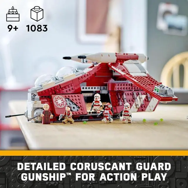 Alt view image 4 of 5 - LEGO Star Wars: The Clone Wars Coruscant Guard Gunship, Buildable Star Wars Toy for 9 Year Olds, Gift Idea for Fans Including Chancellor Palpatine, Padme and 3 Trooper Minifigures, 75354