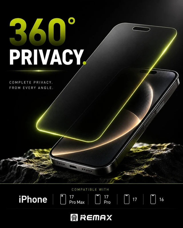 Alt view image 3 of 6 - REMAX Privacy Tempered Glass Screen Protector for iPhone 18 Pro Max